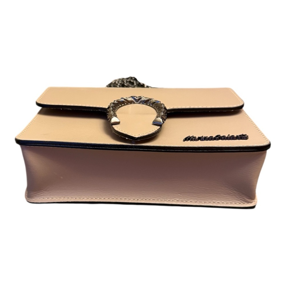 Marina Galanty Tan Crossbody Bag Crafted in Italy Genuine Leather Chain Strap - Picture 4 of 8